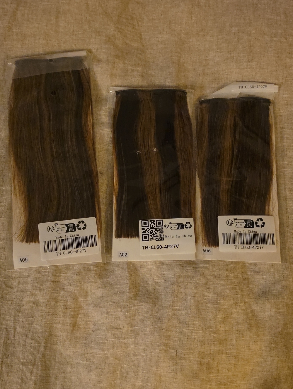 Clip-In Hair Extensions - Brown with Subtle Highlights. Unbranded. 3 Pieces.